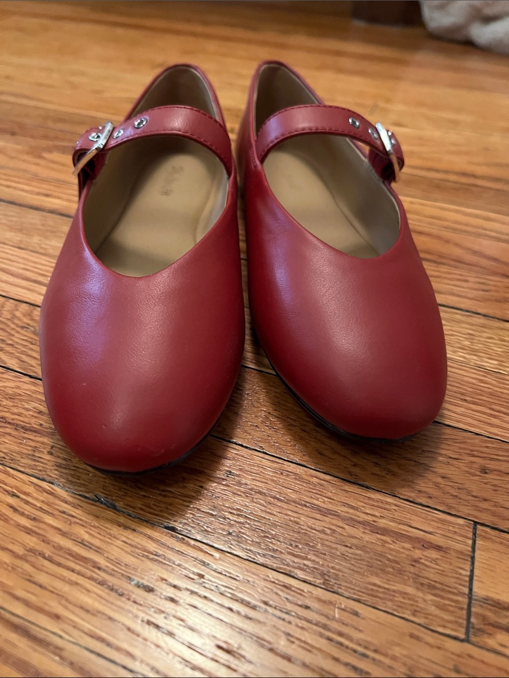 Madewell Red Mary Jane Flats with Buckle Strap - Picture 6 of 8